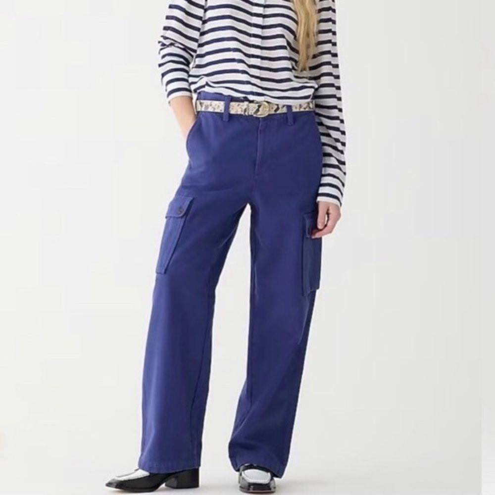 J. Crew Relaxed Cargo Pants Heavyweight Twill Royal Navy Periwinkle